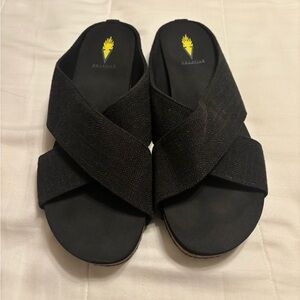 Volatile Black Crisscross Sandals